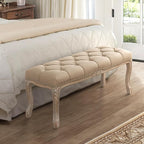 Cozyman Bedroom Bench, French Vintage Tufted Entryway Bench, 45.2" Carving - Image 2