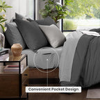 Monbix Full Size Comforter Set, Dark Grey Bedding Comforter - Image 4