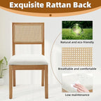 Westice Rattan Dining Chairs Set of 2, Farmhouse Natural Dining Room Chairs - Image 5