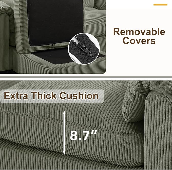 HAOMARKETS Corduroy 4-Piece Sofa Set, Upholstered Ottoman Set of 2, Loveseat - Image 5