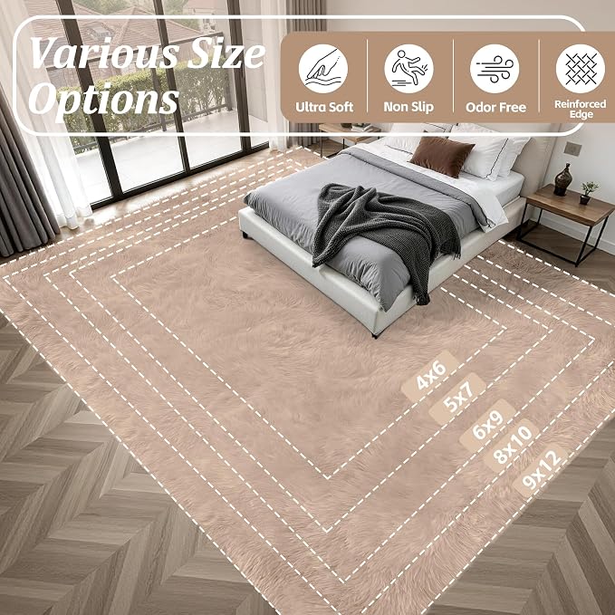Fluffy 5x7 Area Rugs for Living Room Bedroom: Ultra Soft Shag Rug Non-Slip - Image 9