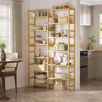 Homykic Double Wide Bamboo Bookshelf, 6-Tier Large Open Bookcase - Image 7