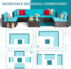 Vongrasig 7 Pieces Outdoor Patio Furniture Sets, Outdoor Sectional Rattan Sofa - Image 5