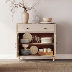 WAMPAT Buffet Cabinet with Doors & Drawer, Large Coffee Bar Table Wood Kitchen - Image 4