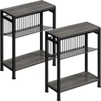 End Table Set of 2 for Small Space, 3-Tier Narrow Side Table by HOME