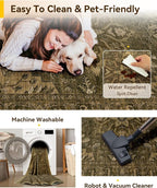 RELEANY Area Rugs 8'x10' Washable Non-Slip, Floral Vintage Distress Print - Image 5