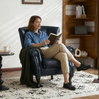 Modern Accent Chair, Mid-Century Faux Leather Armchair - Image 2