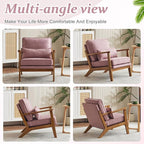 VINGLI Solid Wood Wide Armrests Accent Chair Set of 2, Upholstered Mid Century - Image 8