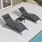 PURPLE LEAF Patio Oversized Chaise Lounge Chair Set by PURPLELEAF