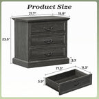 Huuger Nightstand with Charging Station, 3 Drawer Night Stand, 22 Inch Wider - Image 2