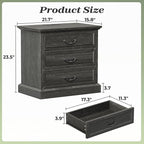 Huuger Nightstand with Charging Station, 3 Drawer Night Stand Set of 2 - Image 2