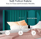 Allewie King Size Bed Frame/Velvet Upholstered Platform Bed/Vertical Channel - Image 5