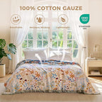 LUTBM Boho Throw Blanket with Florals & Leaves Embroidery Reversible - Image 3