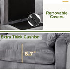 HAOMARKETS Corduroy Sofa Set, Upholstered Ottoman and 3-Seater Couch Set of 2 - Image 5