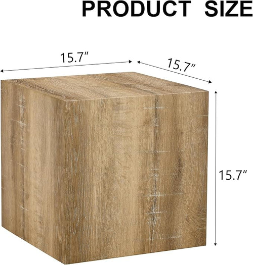 16'' Cube Coffee Table with Wood Grain Pattern, Square No Assembly End Table - Image 2