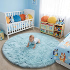 Amdrebio Light Blue Round Circle Area Rug 6Ft - Image 6