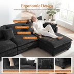 Vesgantti 109" U Shaped Cloud Sectional Sofa, Comfy Corduroy Upholstered - Image 3
