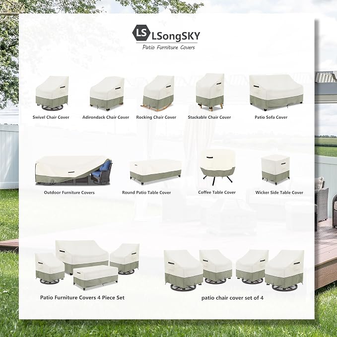 Patio 3-Seater Sofa Cover, Outdoor Couch Cover Fits up to 85W x 38D x 35H Inches - Image 2