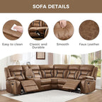EBELLO Faux Leather Reclining Sectional Sofa Set - Image 6
