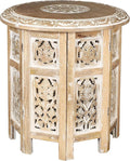 Lightnpro Hand Carved Solid Mango Wood Octagonal Accent Table by Lightnpro