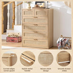 LEYAOYAO Rattan Dresser for Bedroom, Modern 6 Drawers Boho Dressers - Image 4