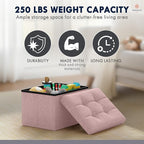 Ornavo Home Small Storage Ottoman, Foldable Collapsible Rectangle Linen Ottoman - Image 7