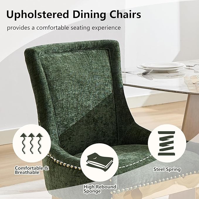 Upholstered Dining Chairs Set of 2, Modern Fabric Side Chairs - Image 4