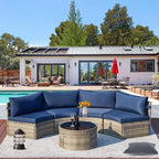 ECOTOUGE 7 Piece Outdoor Half Moon Furniture, Wicker Patio Sectional - Image 8