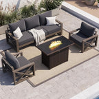 UDPATIO Aluminum Patio Furniture Set, Faux Wood Grain Modern Outdoor Furniture by UDPATIO