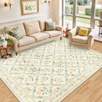 Area Rug Living Room Rugs: Floral 5x7 Washable Rug Vintage Soft Boho Non-Slip - Image 2