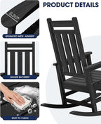 KINGYES Oversized Outdoor Rocking Chair Set of 4, All-Weather Patio Rocking - Image 9