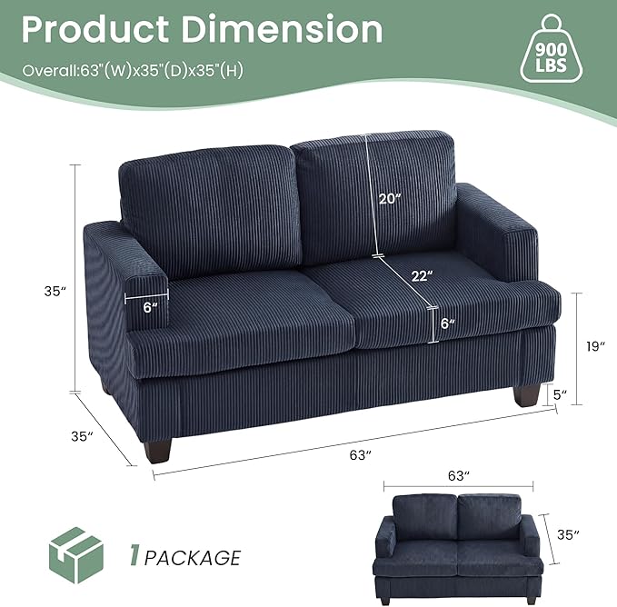 YOUDENOVA 2 Piece Set Comfy Sofa Couch, Loveseat Sofa * 2 - Image 2