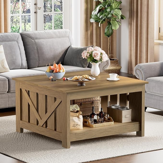 FABATO Lift Top Coffee Table, 31.5" Farmhouse Coffee Tables - Image 3