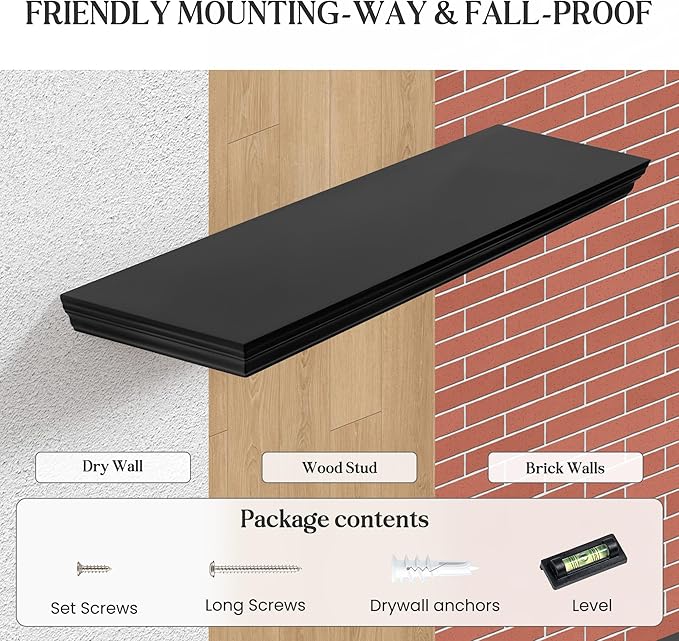 Fun Memories Floating Shelves 55 Inch Long, 9.3 Inch Deep Classic Crown Molding - Image 6