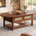 LVB Rattan Coffee Table, Boho Wood Living Room Table by LVB