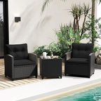 Tangkula 3 Piece Patio Furniture Set, Rattan Conversation Set w/Soft Seat & - Image 3