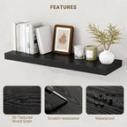 Acovy 32 Inch Floating Shelves, 3D Textured Wood Grain, Wooden Shelves - Image 4