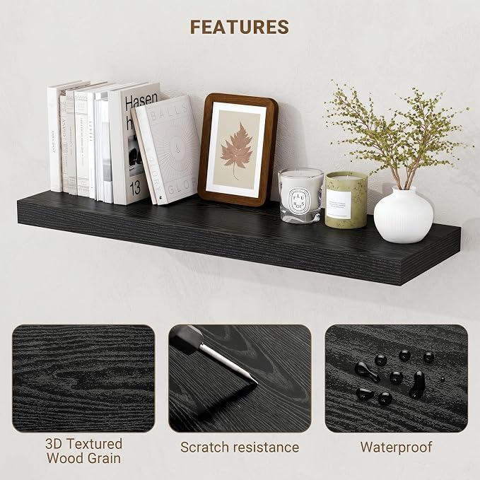 Acovy 55 Inch Floating Shelves, Wooden Shelves - Image 5