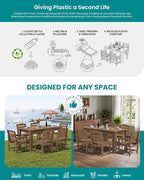 SERWALL HDPE Dining Set for 6: 1 Umbrella Hole Table, 4 Armless + 2 Armchairs. - Image 6