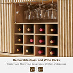 OKD Fluted Wine Bar Cabinet, 3 Drawers, 4 Glass Holders & 12 Wine Racks - Image 5