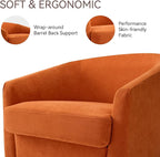 Swivel Barrel Accent Chair, Round Chenille Fabric Living Room Arm Chairs - Image 3