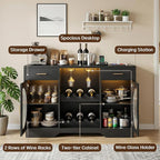 Wine Bar Cabinet with LED Light, Modern Liquor Cabinet Coffee Bar Cabinet - Image 6