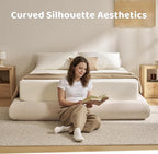 RECCI AirFrame Half-Moon Upholstered King Platform Bed Frame, Velvet Curved - Image 5