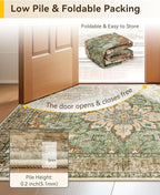 RELEANY Area Rugs 6'x8' Washable Non-Slip, Floral Vintage Distress Print - Image 4