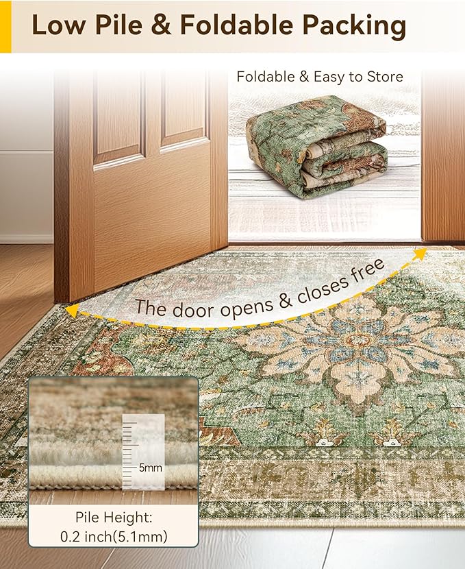 RELEANY Area Rugs 3'x9' Runner Rug Non Slip Washable - Image 4