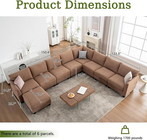 150.4" Large Sectional Couches for Living Room, 8 Seater L Shaped Modular - Image 2