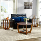 29.5" Round Coffee Table, 2-Tier Circle Coffee Table - Image 4