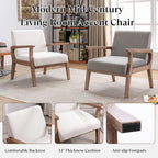 BESTANO Mid Century Modern Accent Chair Set of 2, Linen Upholstered Living Room - Image 4