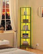 TUTOTAK Corner Shelf with LED Light, 6-Tier Corner Bookshelf - Image 3