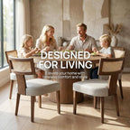 HNY Mid Century Modern Rattan Dining Chairs Set of 2, Farmhouse PU Leather - Image 3